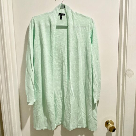 (3) Eileen Fisher Boho Minimalist Org. Linen Cotton Longline Cardigan Sweater M - Picture 1 of 6